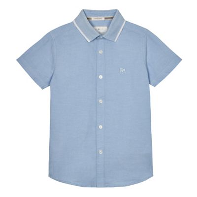 Boys' light blue textured collar shirt